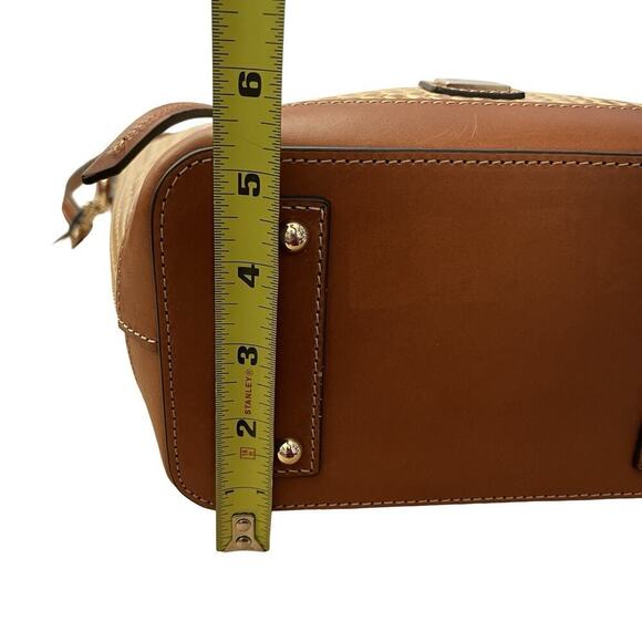 Dooney & Bourke Camden Woven LARGE Hobo Tote in Camel Brown Leather Purse FLAW - Picture 16 of 16